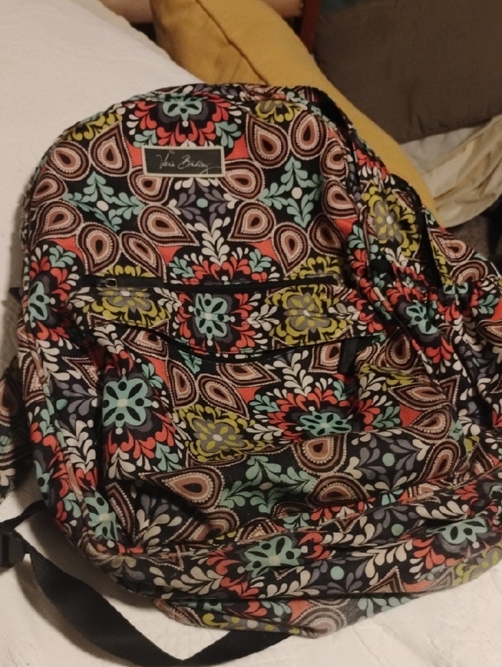 Vera Bradley Black Multicolor Floral Paisley Backpack